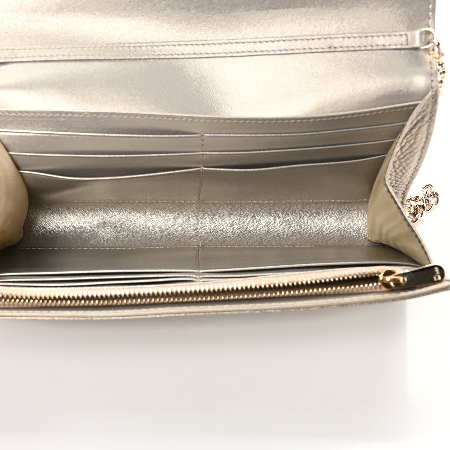 Metallic Calfskin Large Diorama Croisiere Chain Wallet Pale Gold