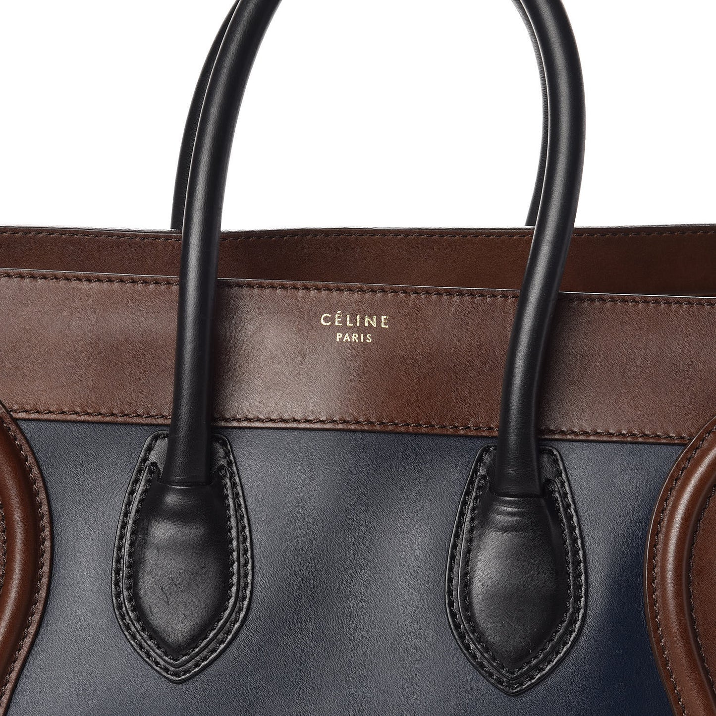 Smooth Calfskin Mini Tri-Color Luggage Navy