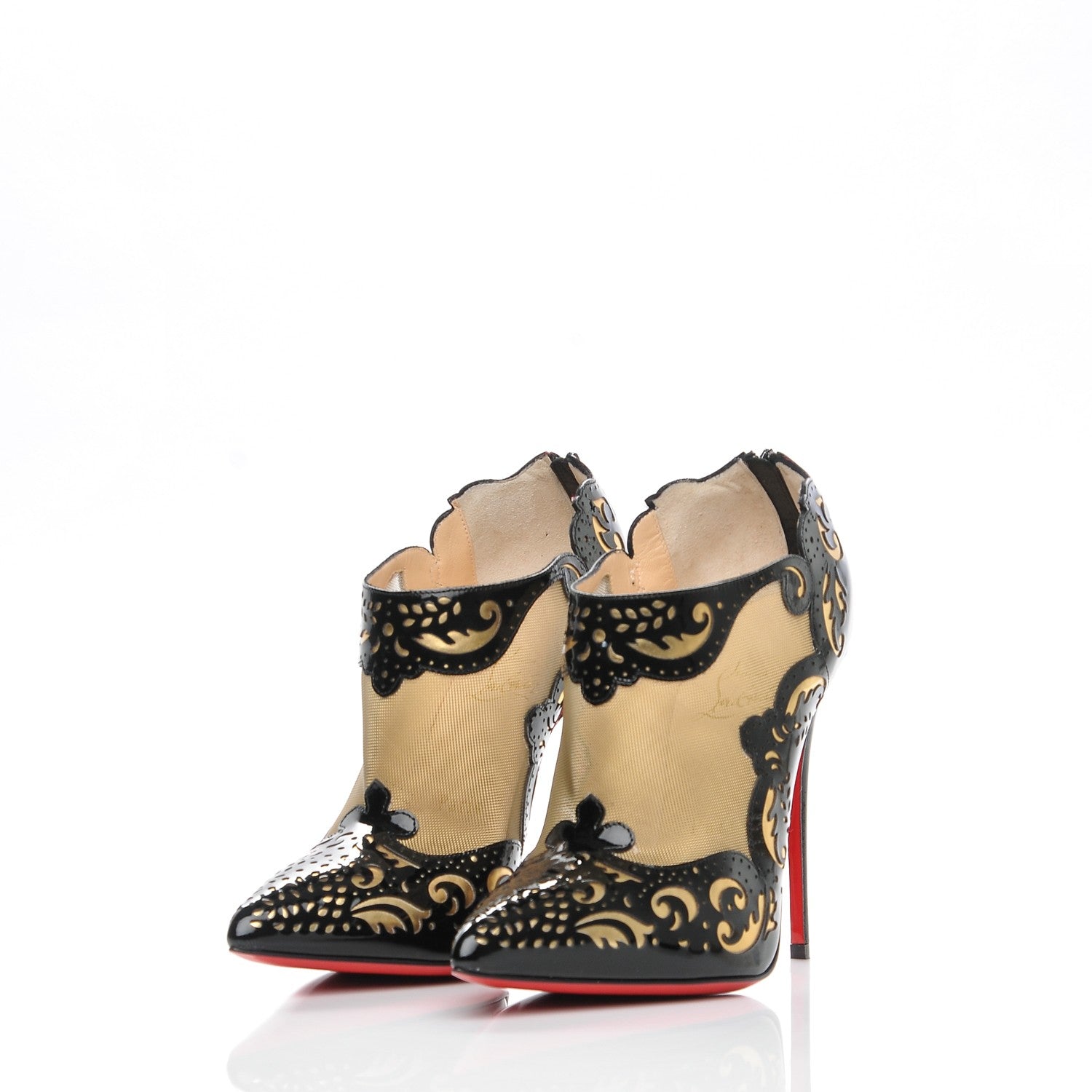 Christian Louboutin Patent Mesh Lasercut Mandolina 120 Booties 36.5 Black 2 of 6