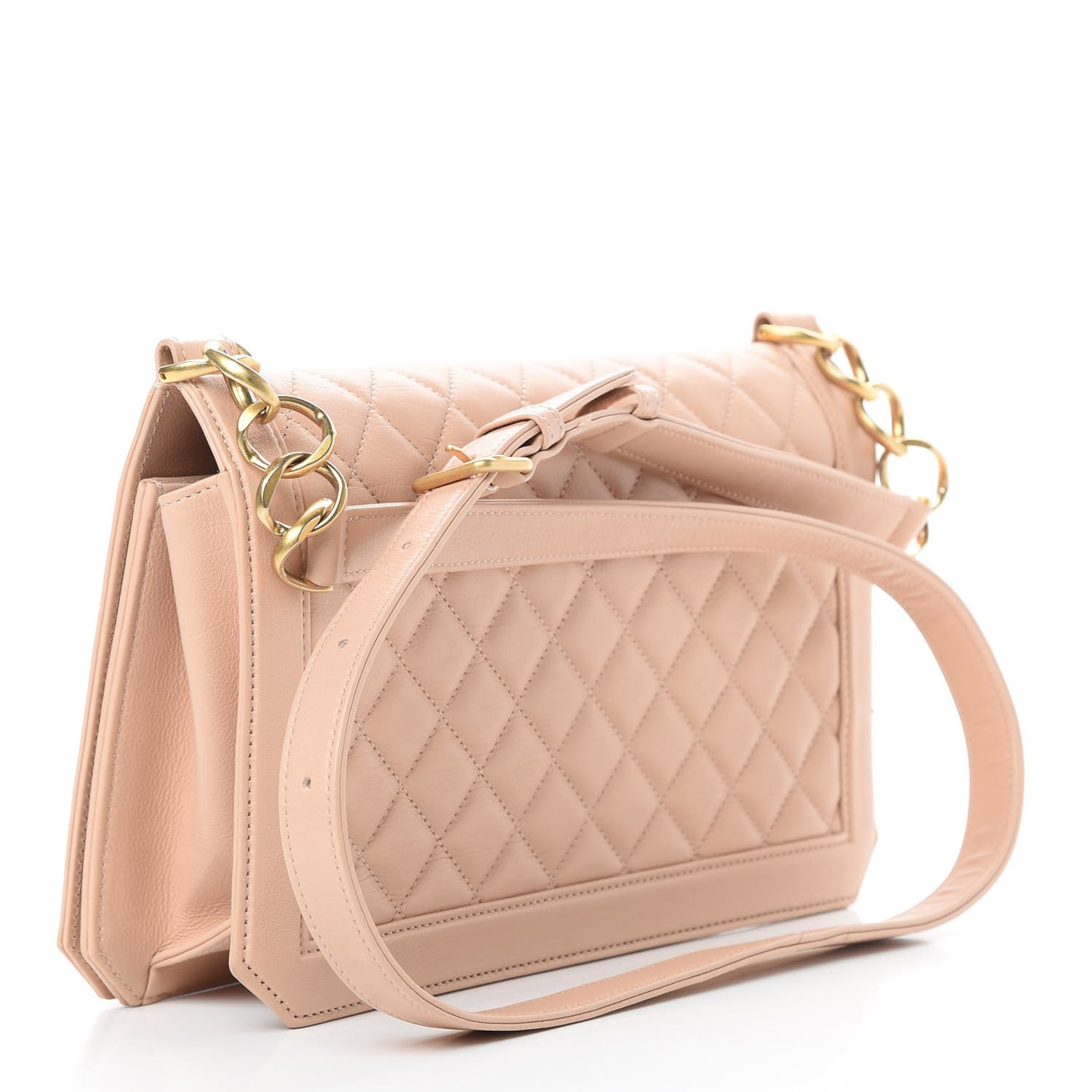 Lambskin Quilted Flap Beige