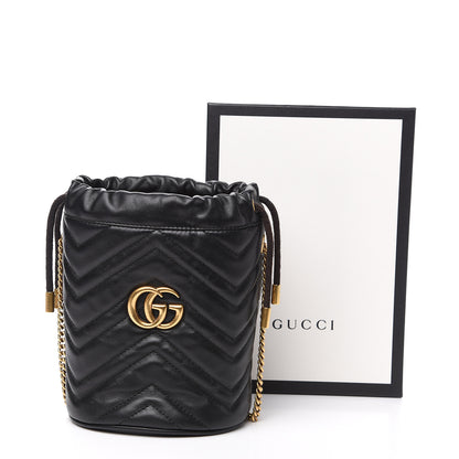 Gucci Calfskin Matelasse Mini GG Marmont 2.0 Bucket Bag Black 11 of 11