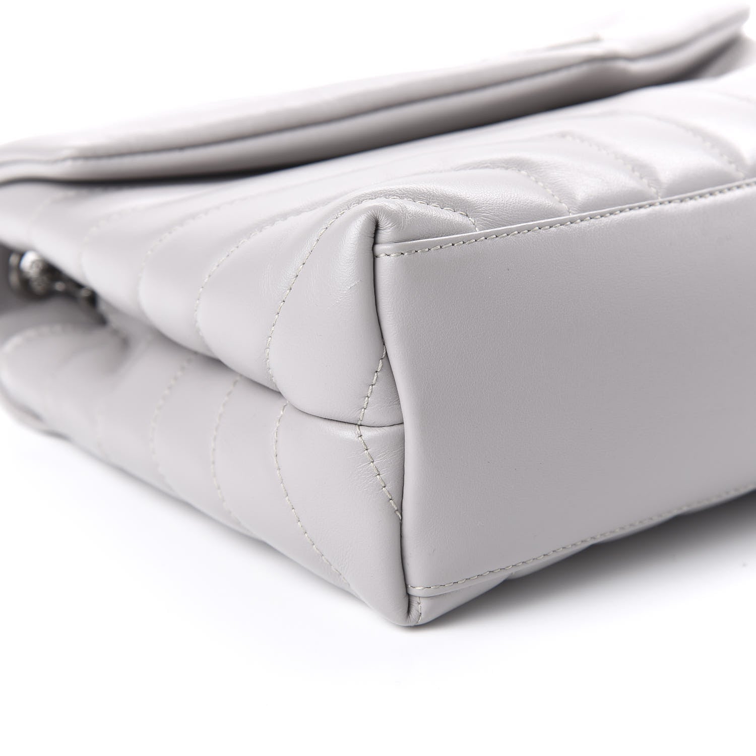 Saint Laurent Calfskin Y Quilted Monogram Small Loulou Chain Satchel Granite 6 of 9