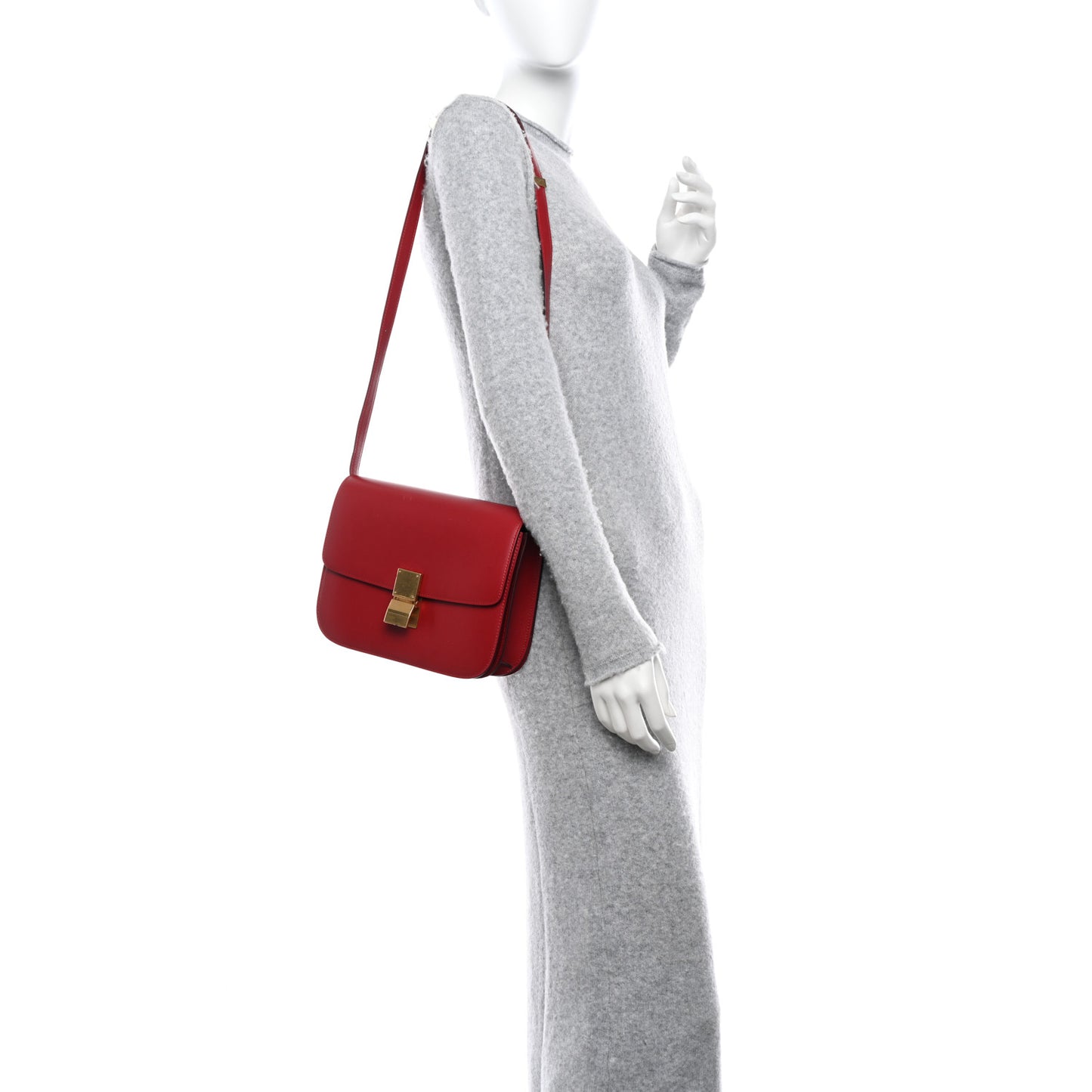 Box Calfskin Medium Classic Box Flap Bag Red
