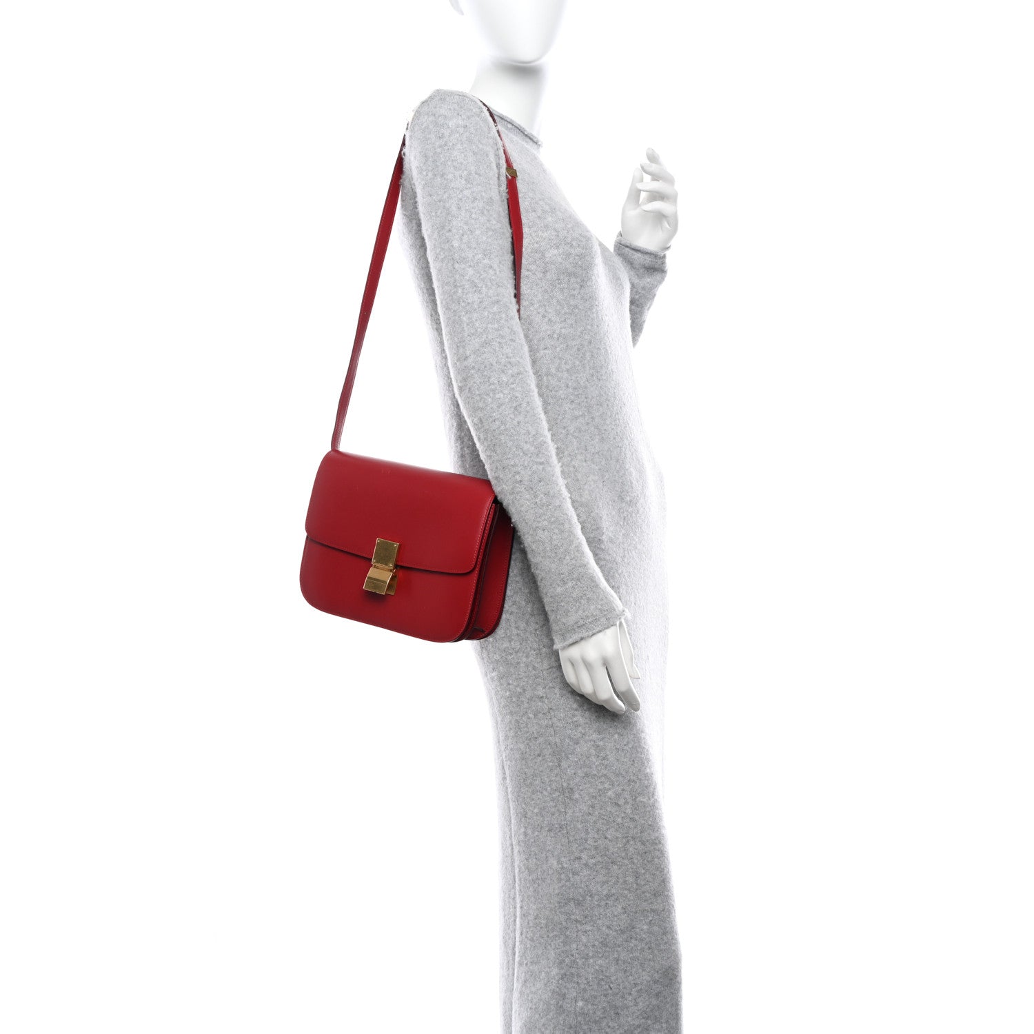 Celine Box Calfskin Medium Classic Box Flap Bag Red 2 of 13