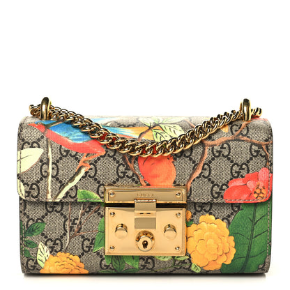 Gucci GG Supreme Monogram Tian Small Padlock Shoulder Bag Beige Multicolor New Acero 1 of 10