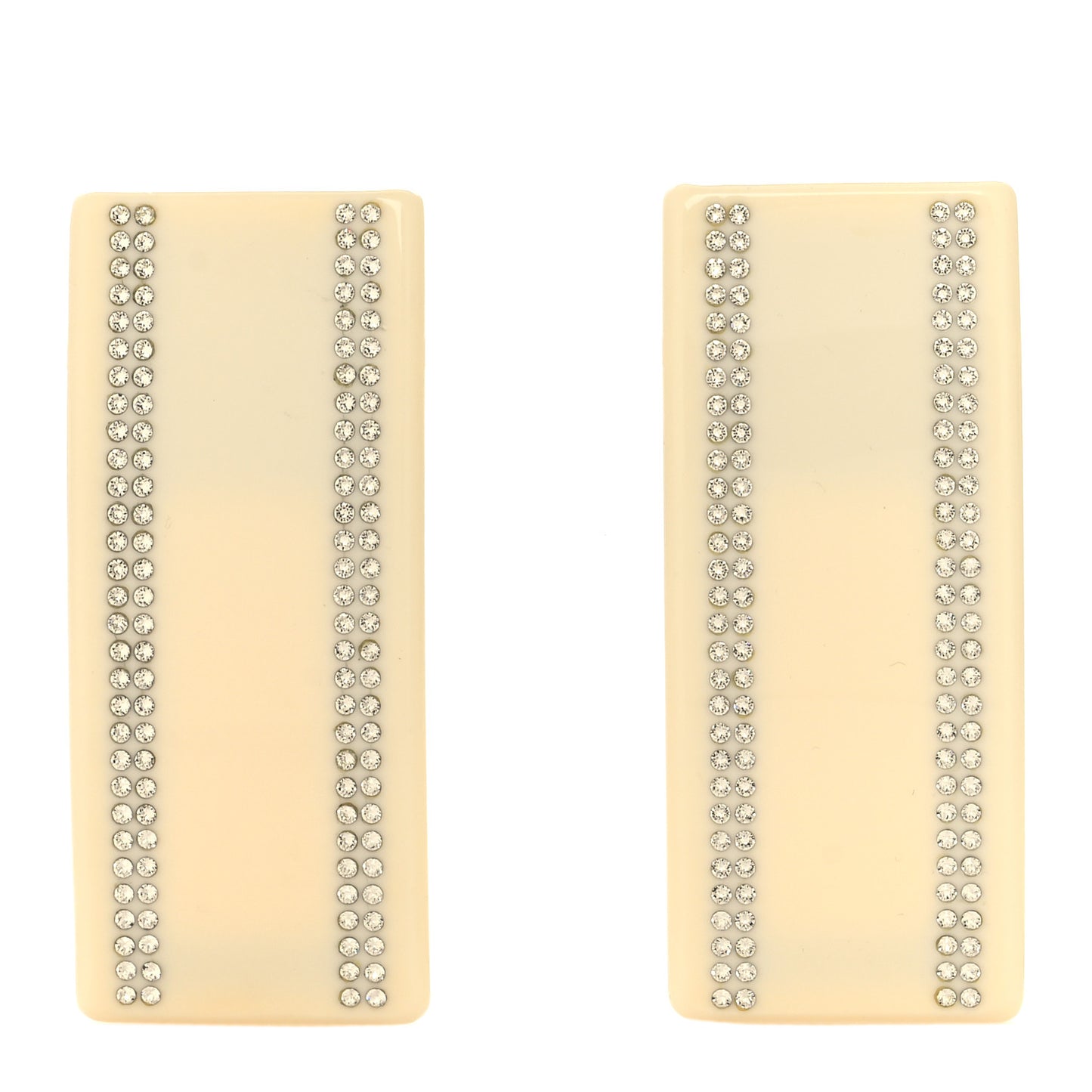 Resin Crystal Clip On Earrings White