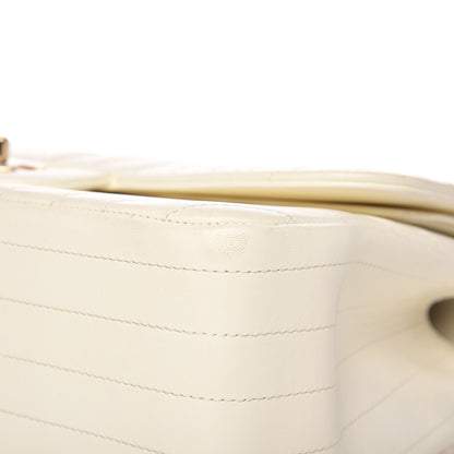 Chanel Lambskin Chevron Quilted Jumbo Double Flap White 11 of 16