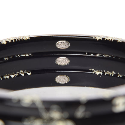 Chanel CC Camellia Engraved Bangle Set 3 Black 4 of 4