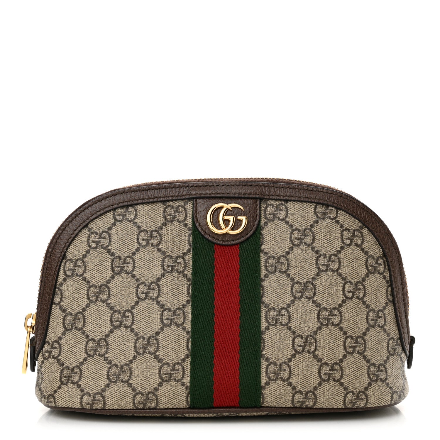 Gucci GG Supreme Monogram Textured Calfskin Web Large Ophidia Cosmetic Case Beige Ebony New Acero 1 of 12