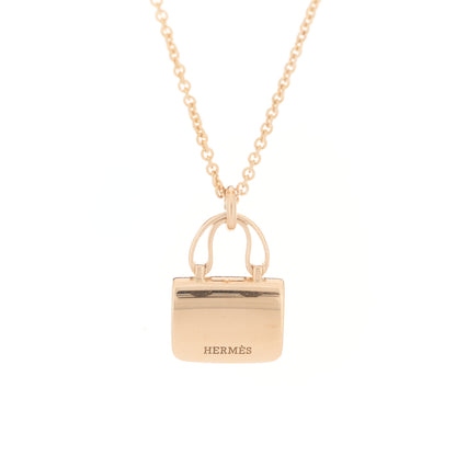 Hermes 18K Rose Gold Blue Sapphire Constance Amulettes Pendant Necklace 4 of 5