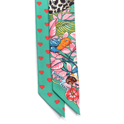 Hermes Silk Jungle Love Love Twilly Emeraude Rose Brun 2 of 4