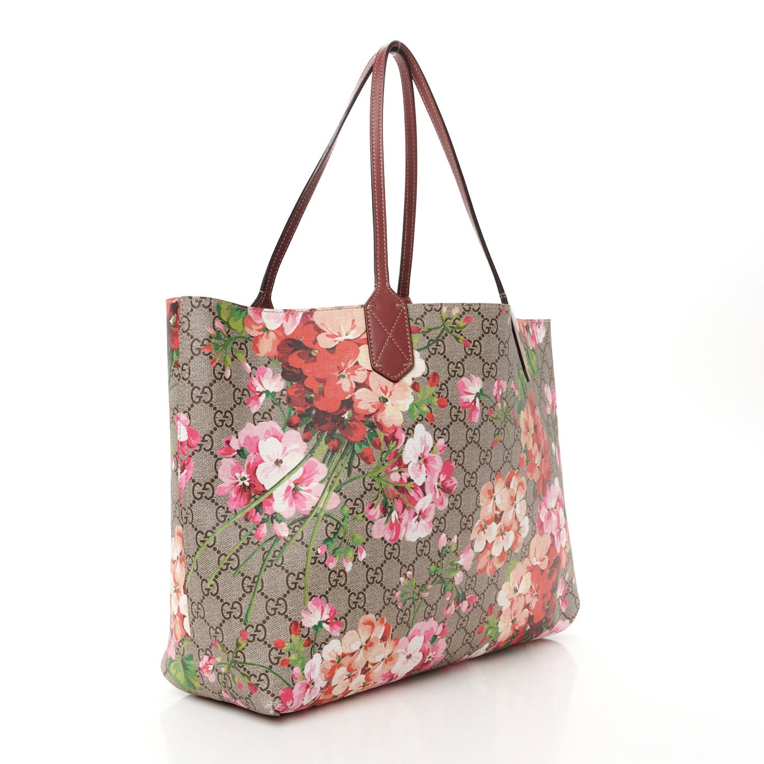 Gucci GG Supreme Monogram Blooms Medium Reversible Tote Beige Multicolor Dry Rose 3 of 11