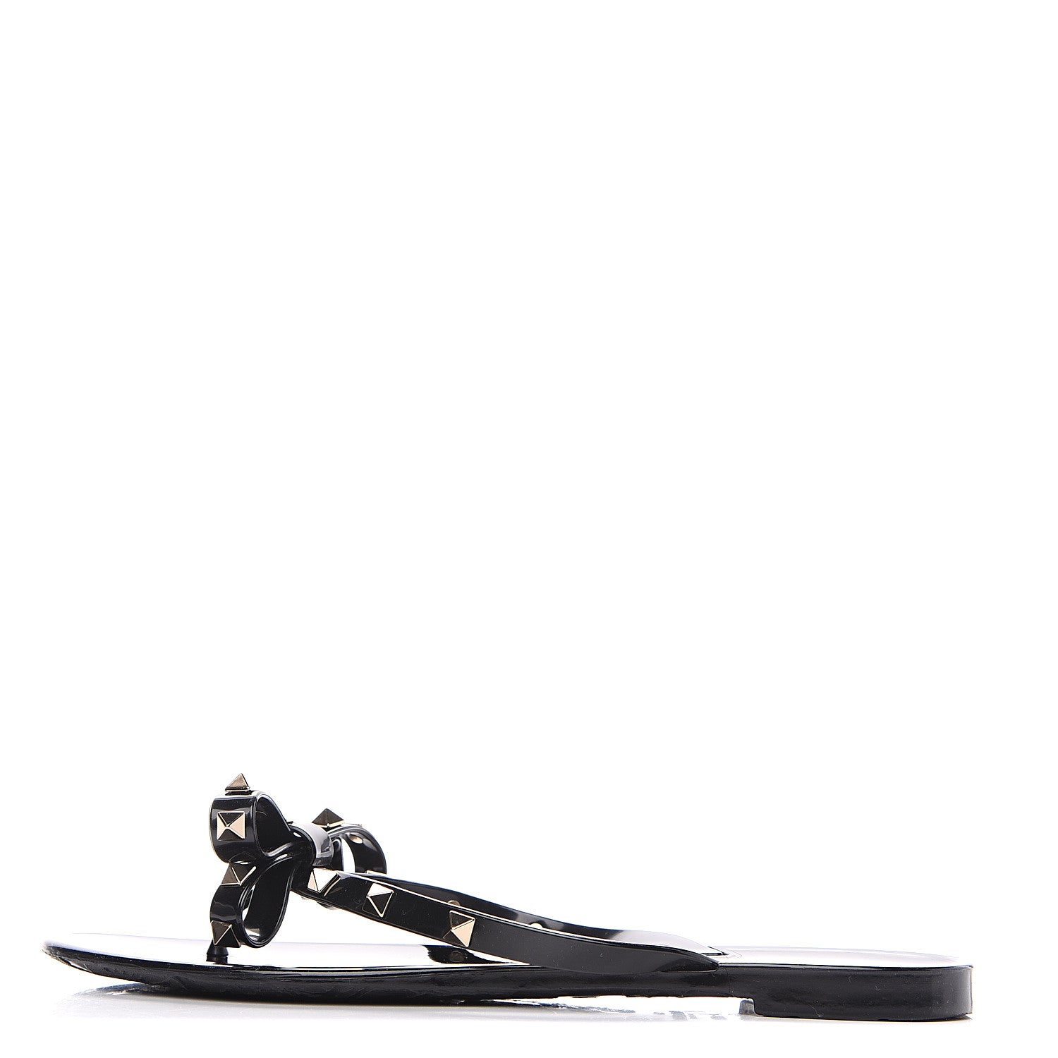 Valentino Garavani PVC Jelly Rockstud Bow Thong Sandals 40 Black 1 of 7