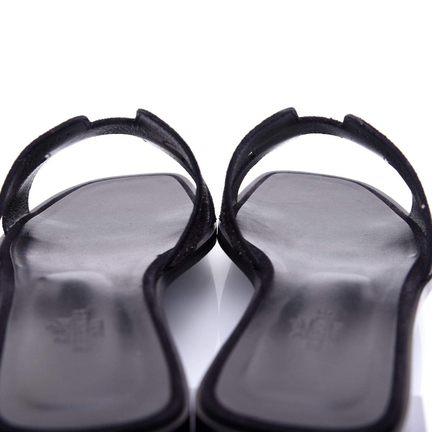 Hermes Suede Goatskin Crystal Powder Oran Sandals 40 Black 13 of 14