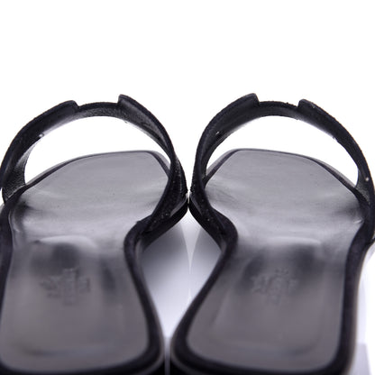 Hermes Suede Goatskin Crystal Powder Oran Sandals 40 Black 13 of 14