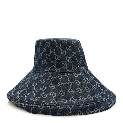 Gucci Eco Washed Denim GG Monogram Brim Hat M Blue 1 of 7