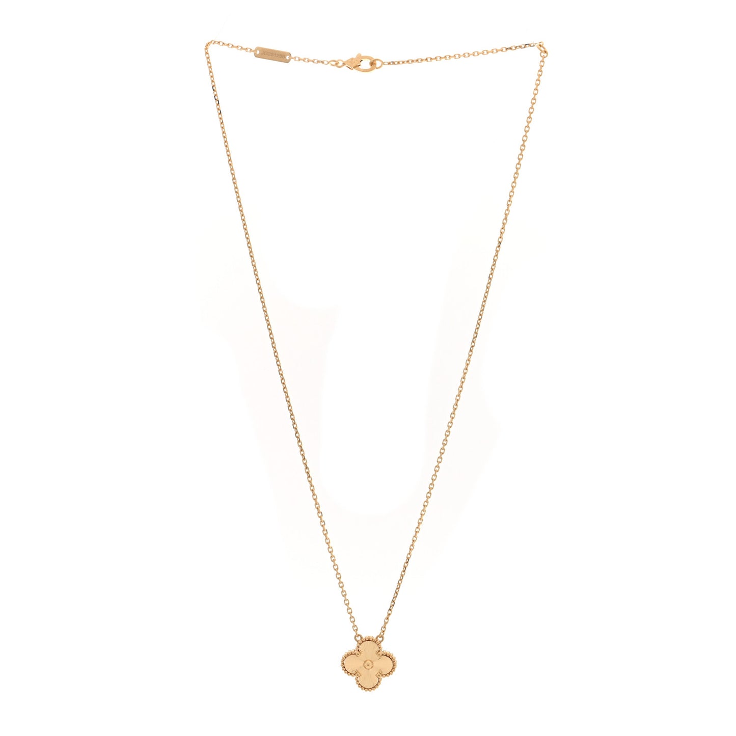 18K Yellow Gold Guilloche Vintage Alhambra Pendant Necklace