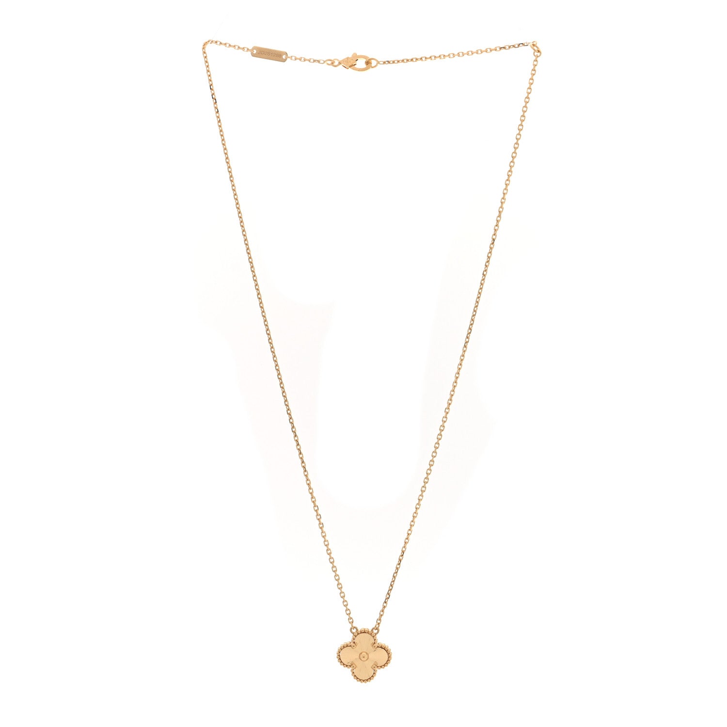 Van Cleef & Arpels 18K Yellow Gold Guilloche Vintage Alhambra Pendant Necklace 3 of 4