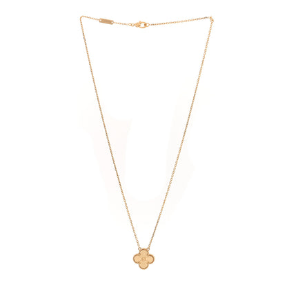 Van Cleef & Arpels 18K Yellow Gold Guilloche Vintage Alhambra Pendant Necklace 3 of 4