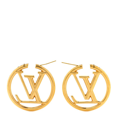 Louis Vuitton Metal Louise Hoop Earrings Gold 3 of 5