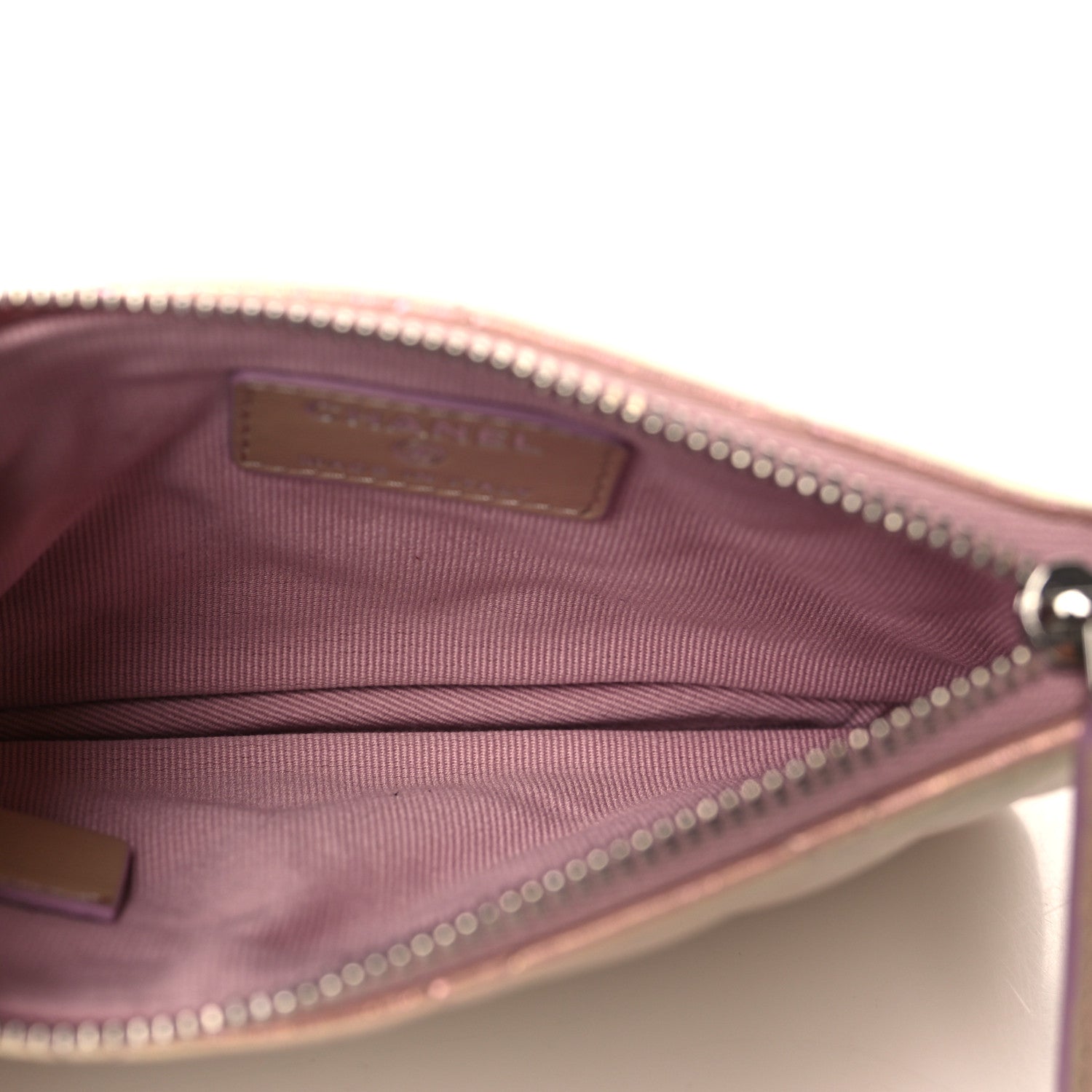 Chanel Iridescent Lambskin Quilted Small Cosmetic Case Pink 5 of 8