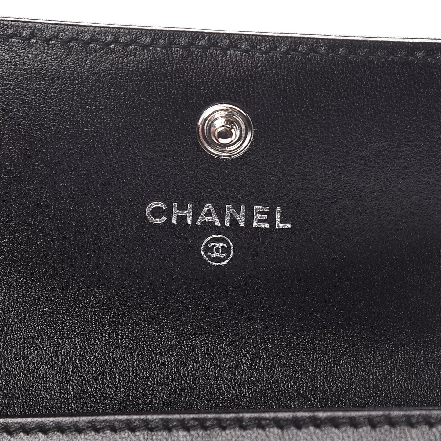 Lambskin Chevron Quilted Boy Card Holder Wallet Black