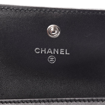 Chanel Lambskin Chevron Quilted Boy Card Holder Wallet Black 6 of 9