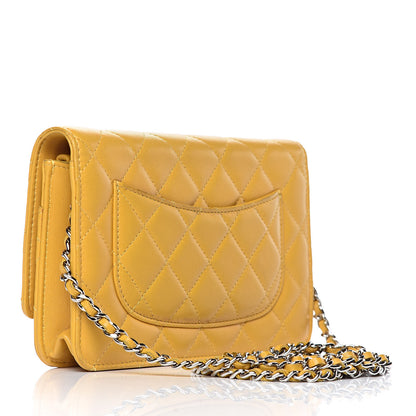 Chanel Lambskin Quilted Wallet on Chain WOC Yellow 3 of 13