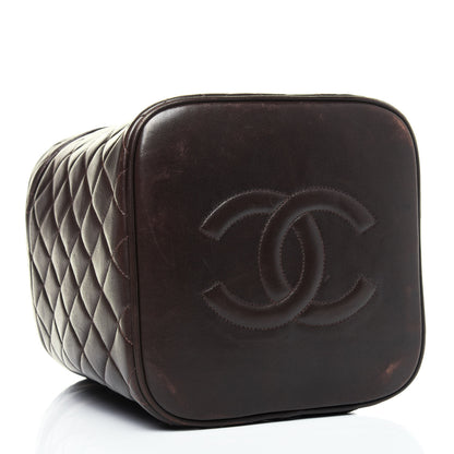 Chanel Lambskin Quilted Cosmetic Vanity Bag Brown 4 of 16