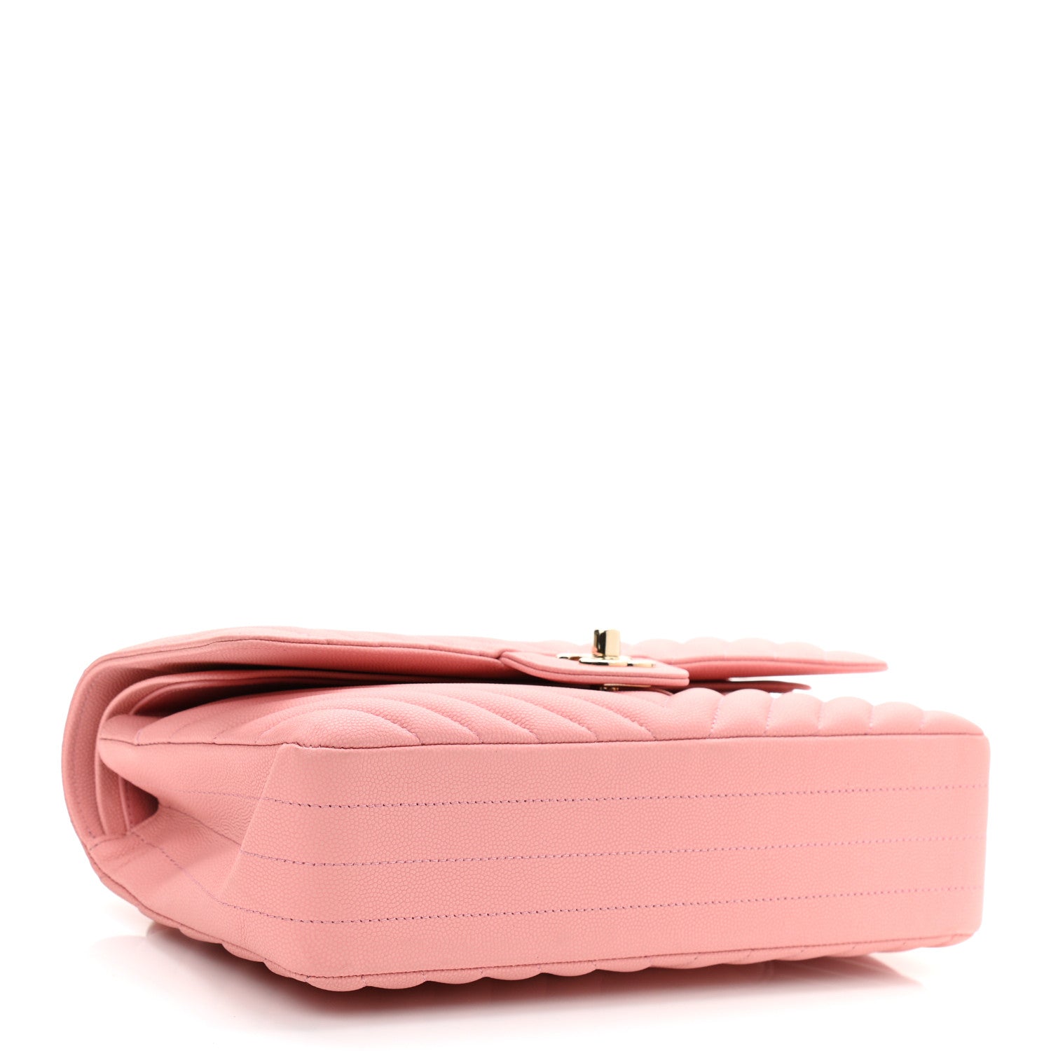 Chanel Caviar Flat Chevron Quilted Medium Double Flap Pink 4 of 11