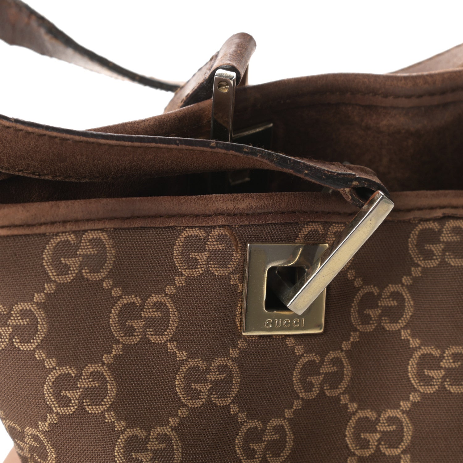 Gucci Monogram Small Bucket Tote Brown 16 of 21