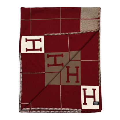 Hermes Wool Cashmere Avalon III Blanket Ecru Rouge H 2 of 3