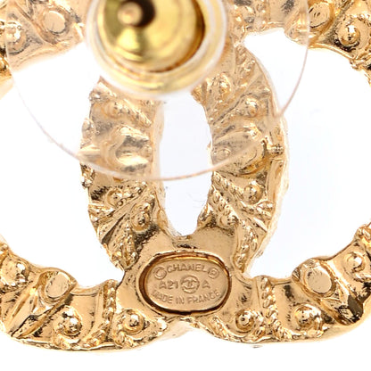 Chanel Metal Textured CC Earrings Gold 4 of 4