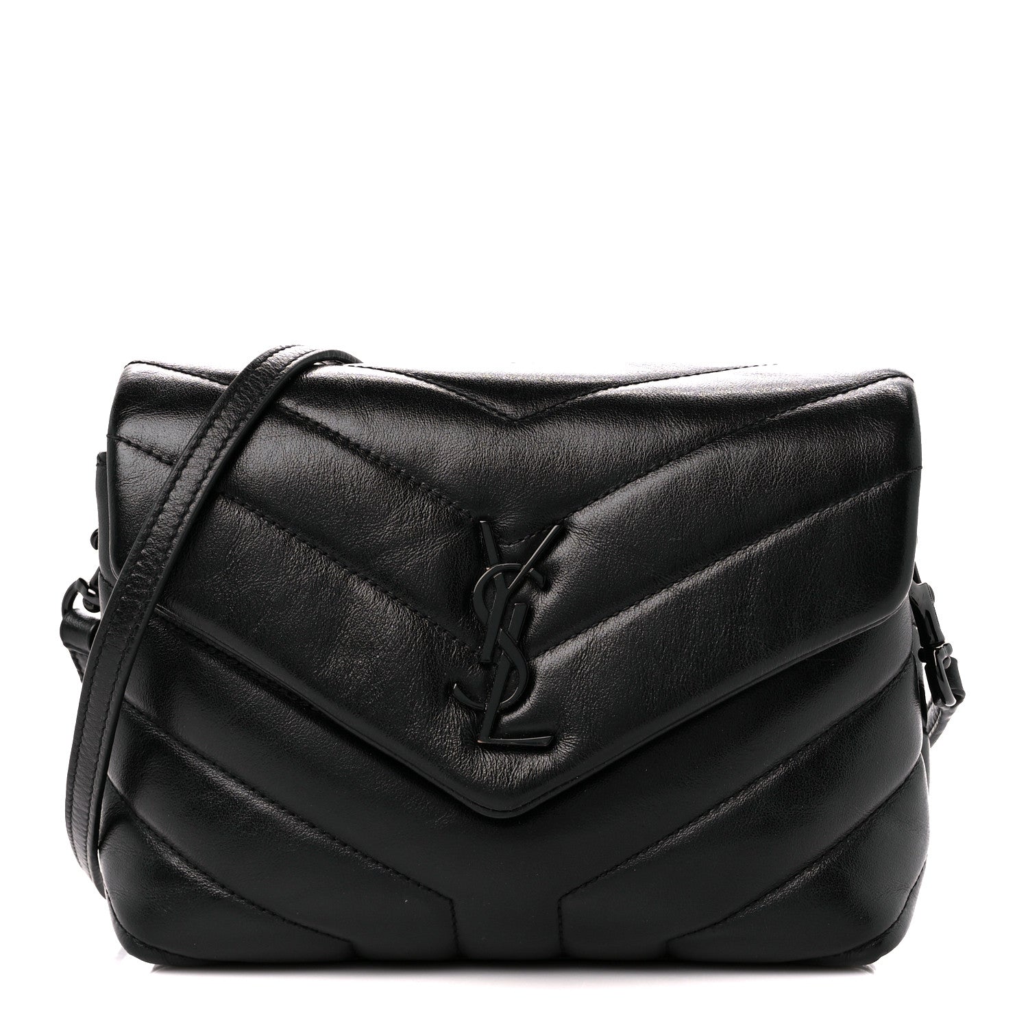 Saint Laurent Calfskin Y Quilted Monogram Monochrome Toy Loulou Crossbody Bag Black 1 of 11