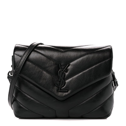 Saint Laurent Calfskin Y Quilted Monogram Monochrome Toy Loulou Crossbody Bag Black 1 of 11