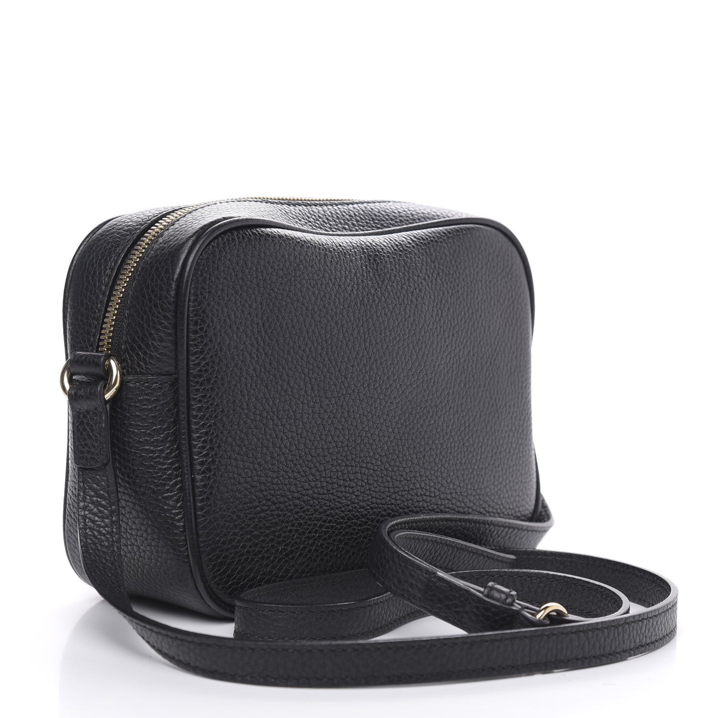 Pebbled Calfskin Small Soho Disco Bag Black