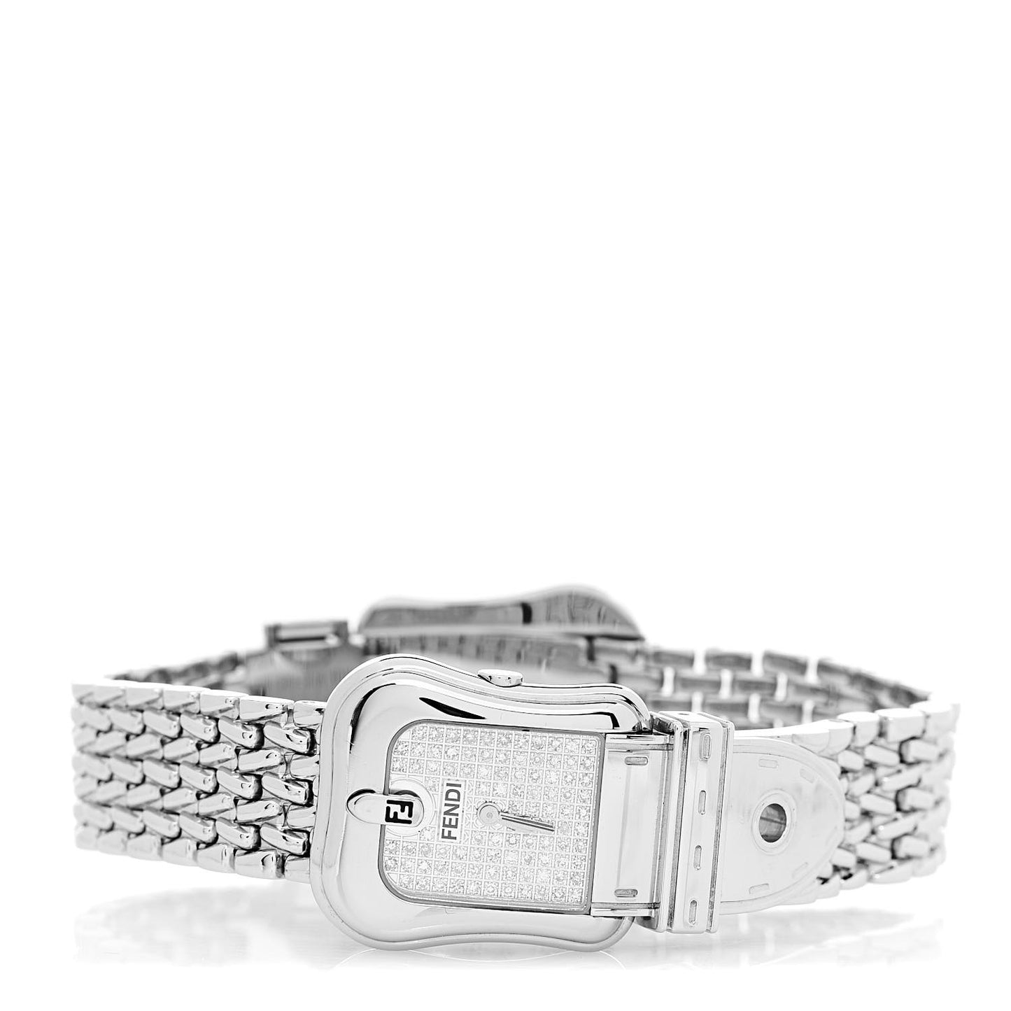 Stainless Steel Diamond 23mm 3800L Buckle Quartz Watch Silver