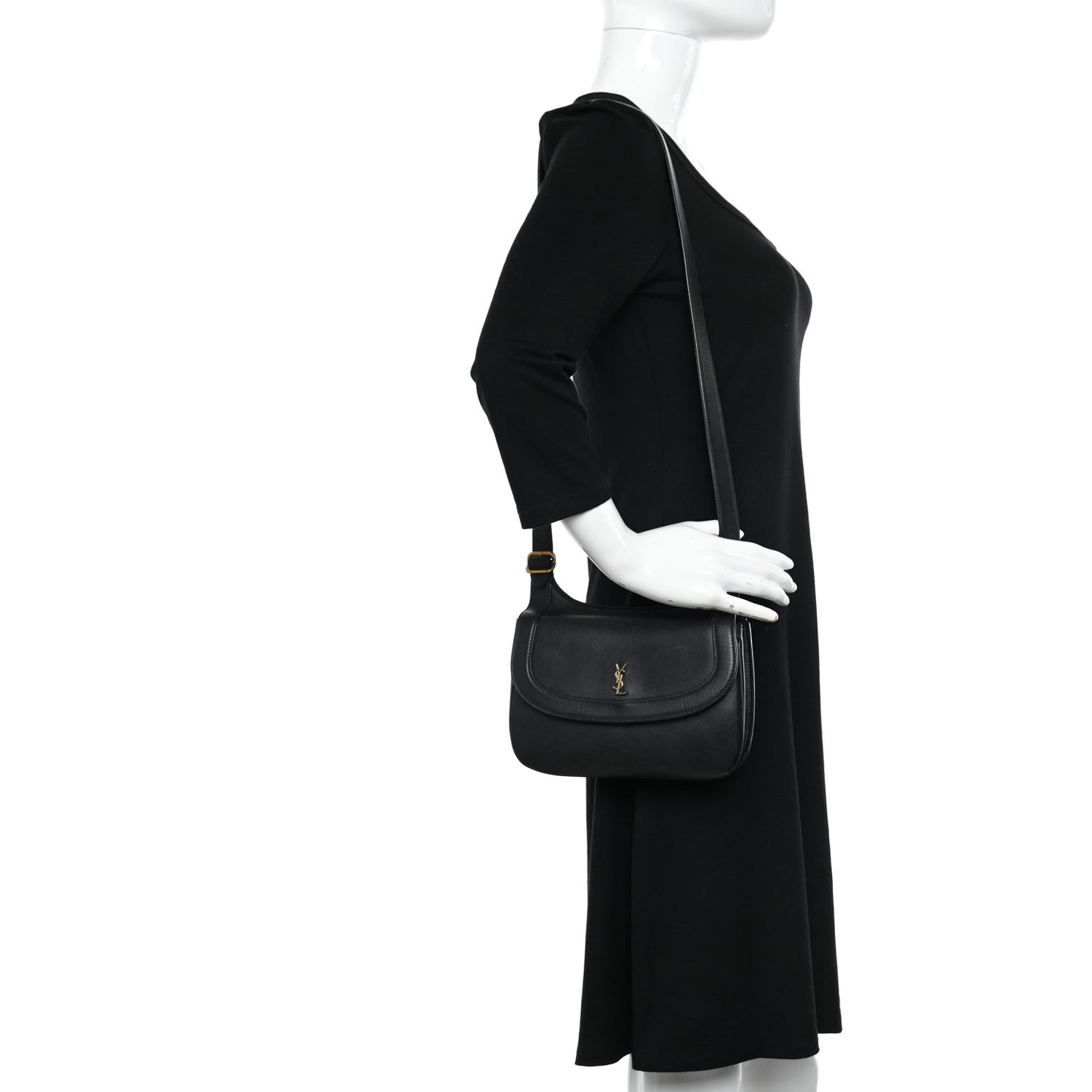 Smooth Calfskin Medium Charlie Shoulder Bag Black