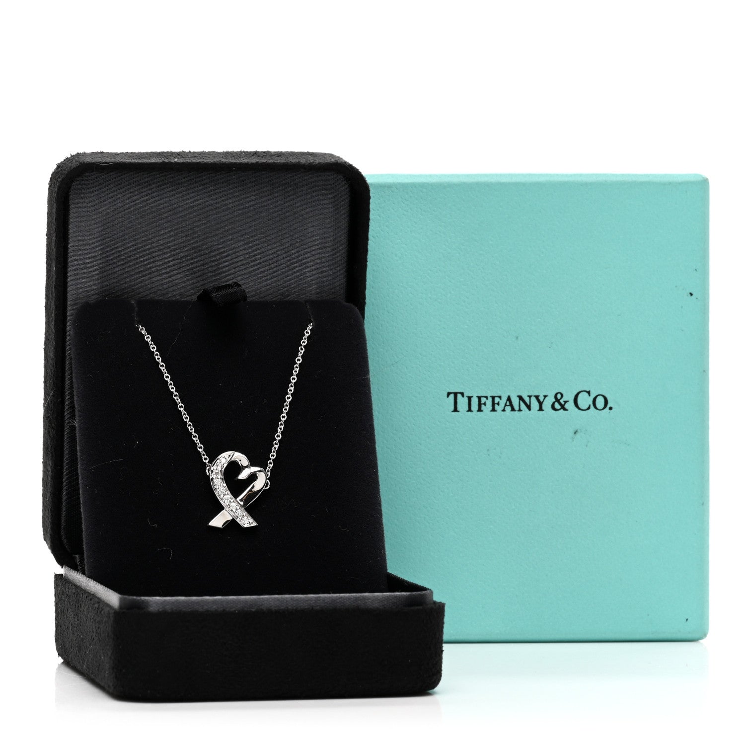 Tiffany 18k White Gold Diamond Small Paloma Picasso Loving Heart Necklace 5 of 5
