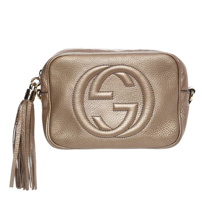 Gucci Metallic Pebbled Calfskin Small Soho Disco Bag Golden Beige 1 of 15