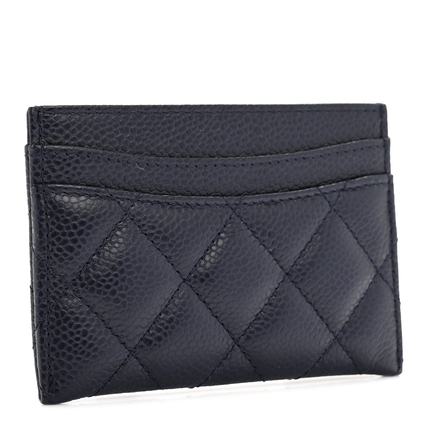 Caviar Quilted Card Holder Navy