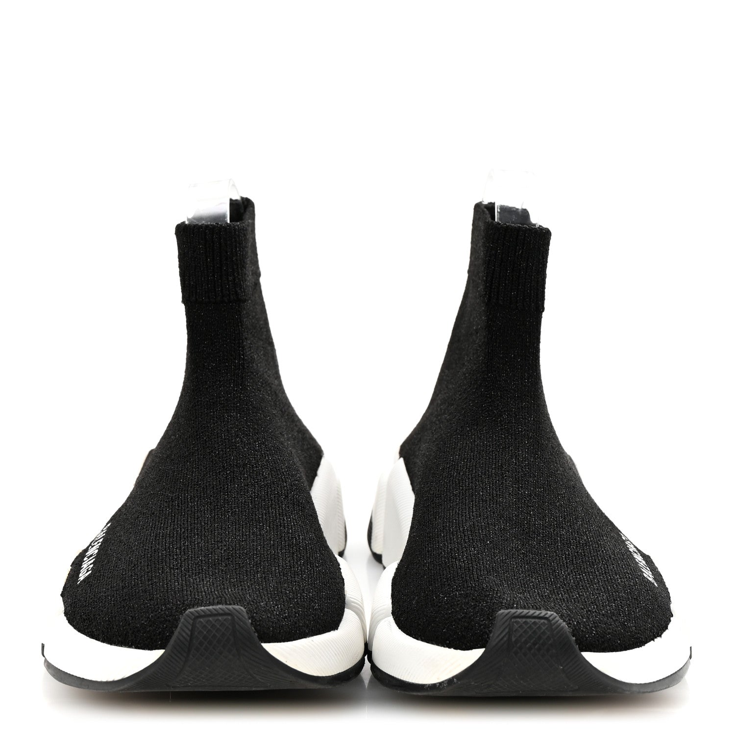 Balenciaga Laminated Knit Bi-Color Sole Womens Speed 2.0 Sneakers 37 Black White 3 of 9