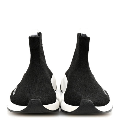 Balenciaga Laminated Knit Bi-Color Sole Womens Speed 2.0 Sneakers 37 Black White 3 of 9