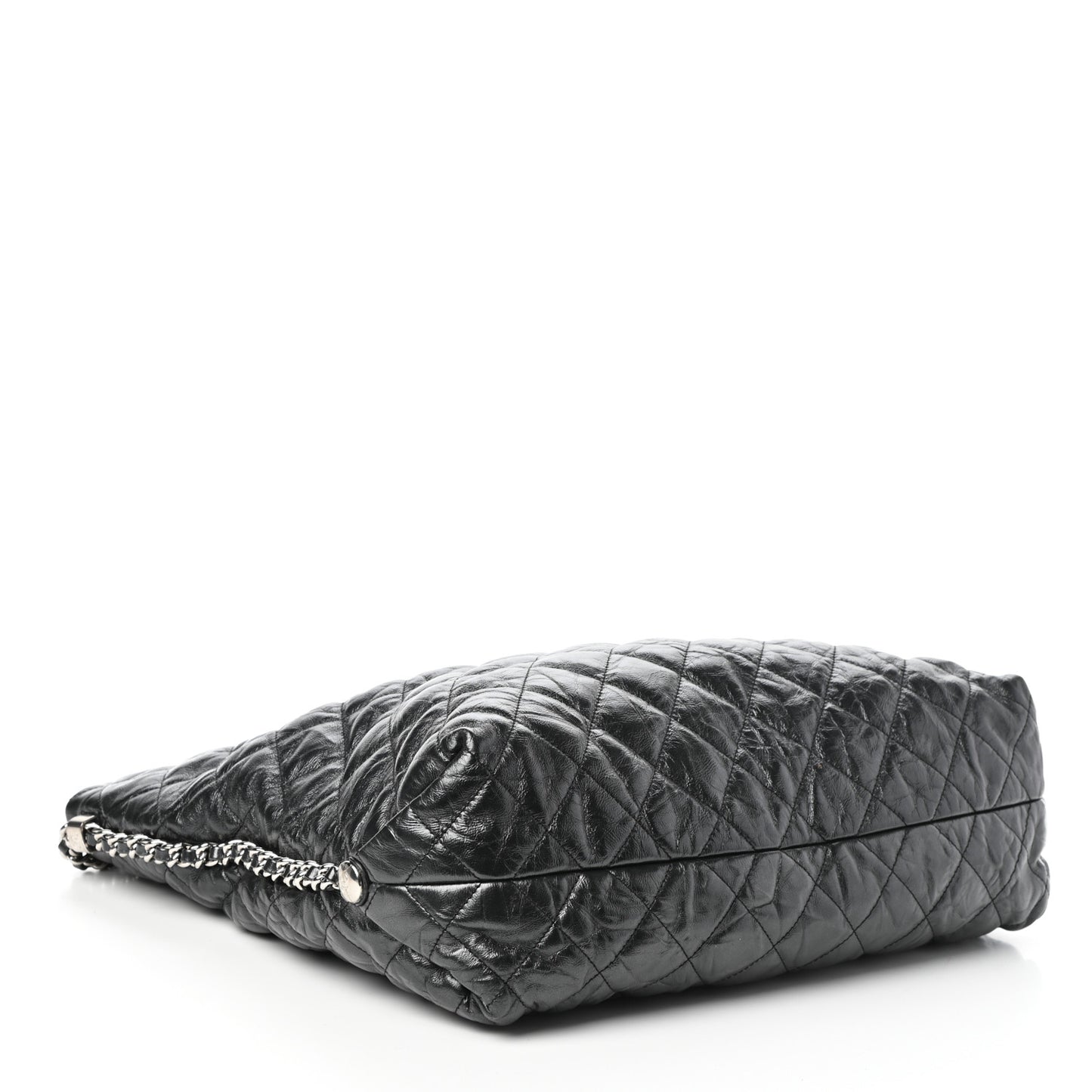 Crackled Calfskin Quilted Large Big Bang Hobo Black
