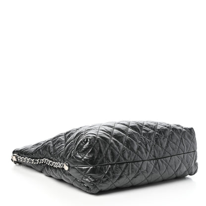 Chanel Crackled Calfskin Quilted Large Big Bang Hobo Black 4 of 10
