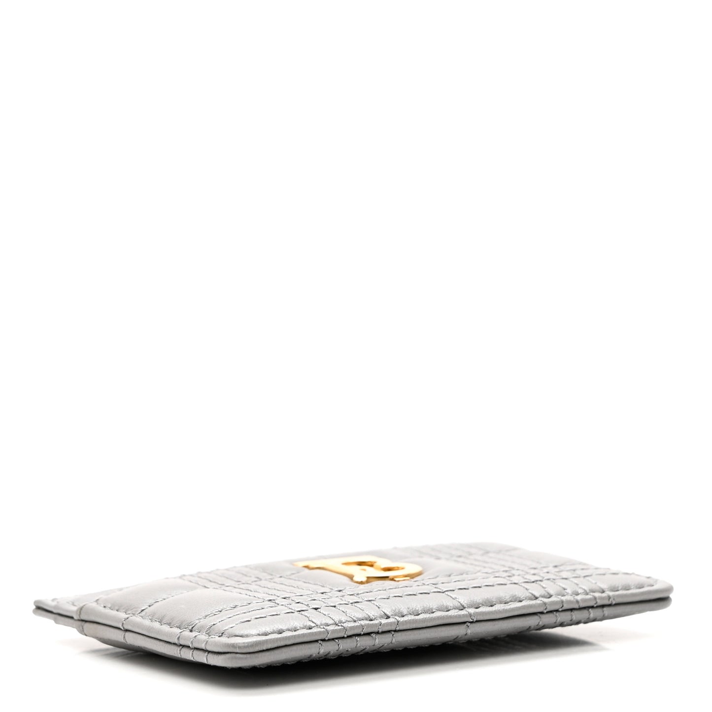 Lambskin Quilted Small Lola Card Holder Grey