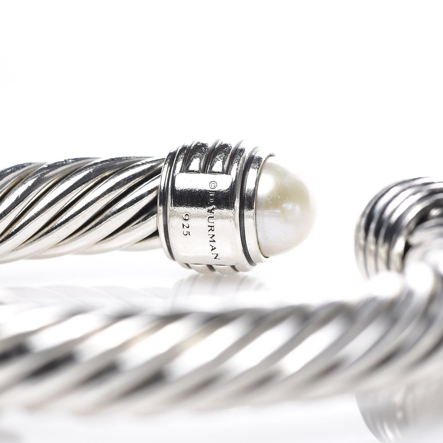 Sterling Silver Pearl 10mm Cable Classics Hinged Bracelet