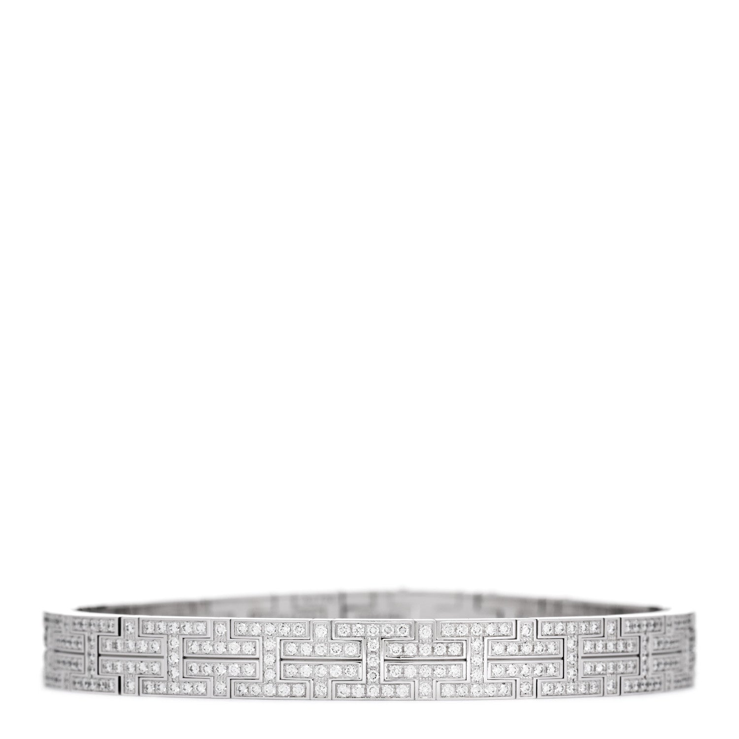 Hermes 18K White Gold Diamond Kilim Bracelet LG 1 of 3