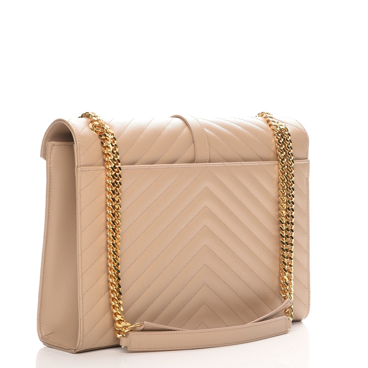 Saint Laurent Grain De Poudre Matelasse Chevron Large Monogram Satchel Dark Beige 3 of 7