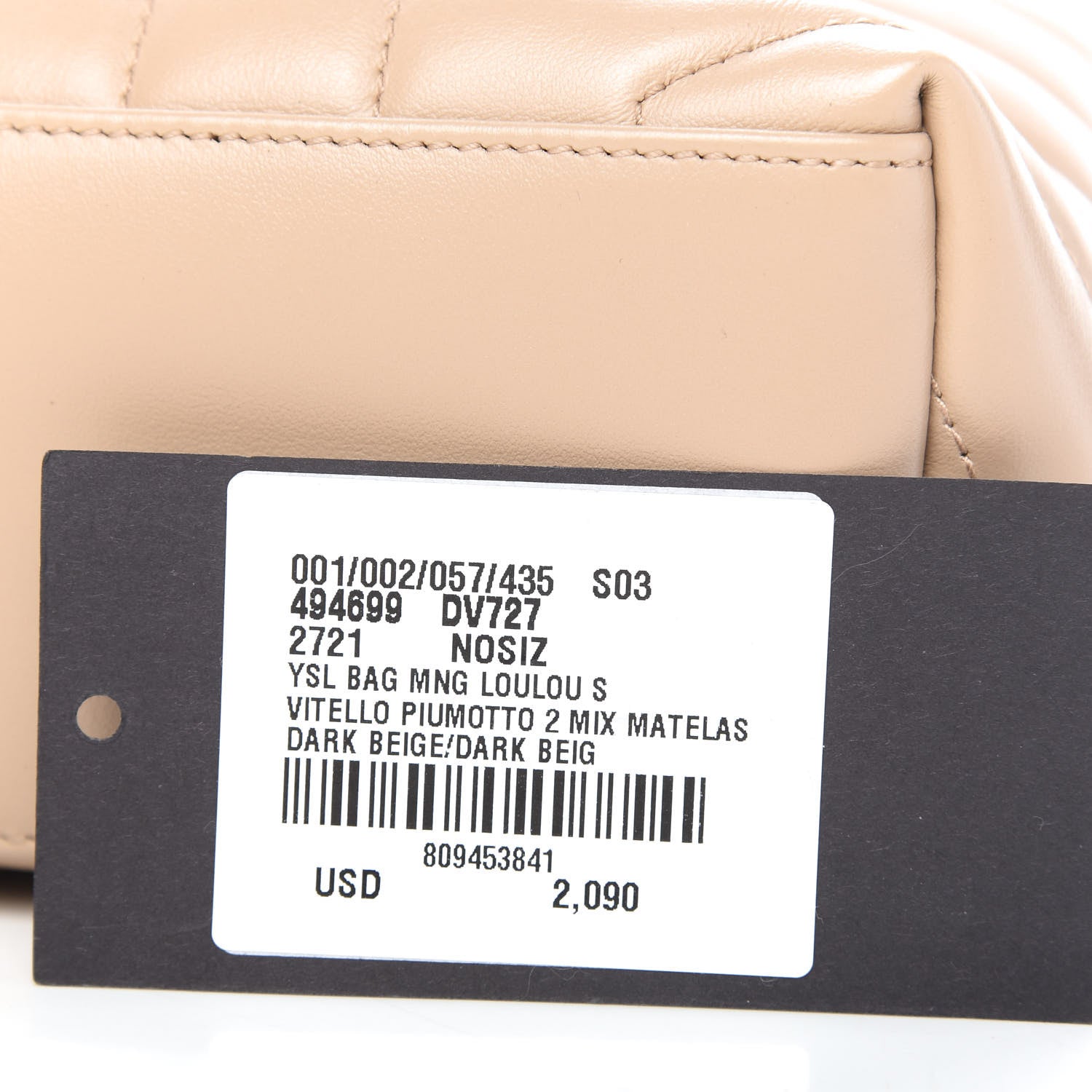 Saint Laurent Calfskin Y Quilted Monogram Small Loulou Chain Satchel Dark Beige 10 of 11
